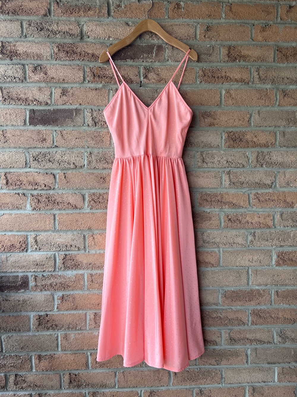 BOUTIQUE Handmade Peach Midi Dress Spaghetti Strap Fit Flare Summer